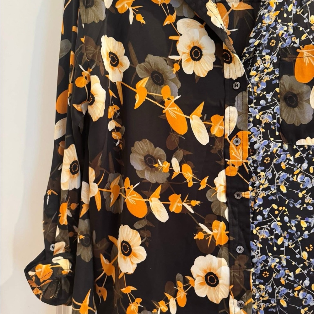 First Love Floral Patchwork Blouse - Black, Orang… - image 4